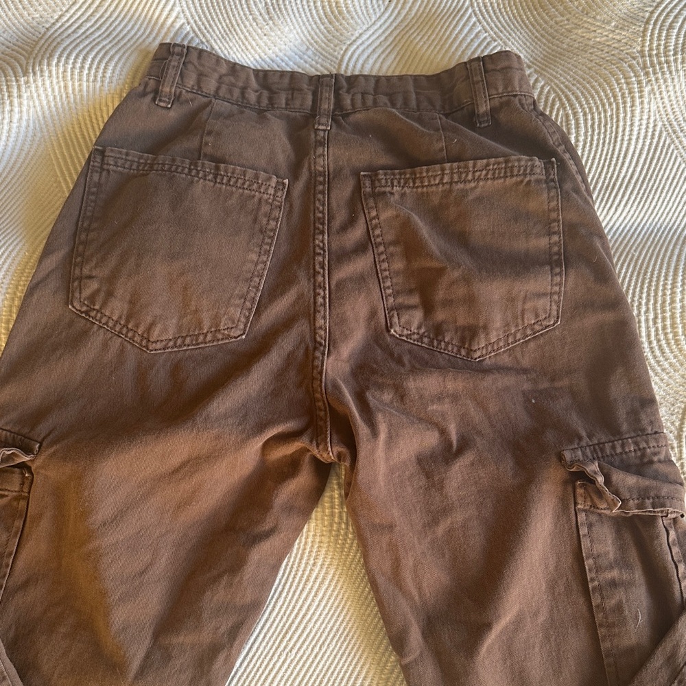 Stradivarius Brown Straight Leg Cargo Pants - Picture 3 of 5